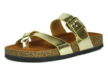 Refresh Footwear Women's Open Toe Ring Cross Over Buckle Slide Flat Sandal