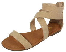Jynx Women's Ankle Strappy Cross Over Back Zip Flat Sandal