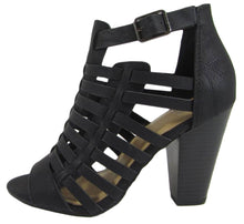 Delicious Women's Cutout Caged Buckle Stacked Chunky Heel Bootie