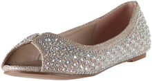 de Blossom Collection Women's Baba-29 Open Toe Rhinestone Ballet Flat