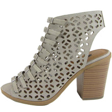 Soda Women's Lasercut Buckle Stacked Chunky Heel Bootie