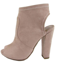 Delicious Peep Toe Open Back Heel Stacked Platform Chunky Heel Bootie