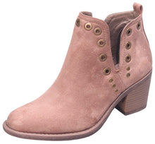Betani Women's Side Cut Out Metallic Studded Chunky Stacked Heel Ankle Bootie