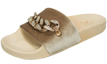 Betani Women's Chain Link Velvet Slip On Slide Sandal