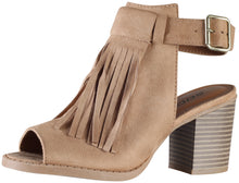 Soda Women's Oxford Fringe Tassel Peep Toe Buckle Slingback Bootie
