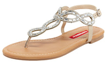Unionbay Women's Swirl Beaded Rhinestone Crystal Embellished Flat Sandal