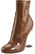 Bella Marie Women's Closed Toe Cylindrical Lucite Heel Mid-Calf Sock Boot