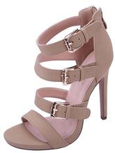 Glaze Women's Strappy Buckle Zip Back Heeled Sandal
