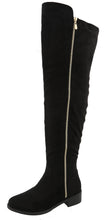 Top Moda Women's Closed Round Toe Zipper Low Heel Over the Knee Boot