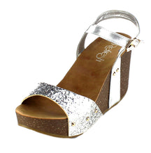 Refresh Women's Mara-08 Platform Cork Wedge Glitter