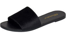 Breckelle's Women's Velvet Strappy Flat Slipper Slide Sandal