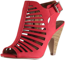 Delicious Shaky Womens Cut Out Strappy Buckle Sling Back Chunky High Heel Sandals