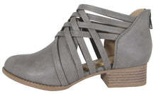 City Classified Women's Woven Strappy Cut Out Chunky Stacked Heel Ankle Bootie