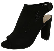 Top Moda Women's Perforated Cutout Laser Chunky Stacked Heel Ankle Bootie