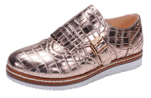 Nature Breeze Women's Wingtip Loafer Croc Embossed Flatform Oxford Shoe