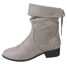 Soda Women's Slouch Back Tie Fold Over Cuff Low Stacked Heel Boot
