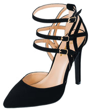Glaze Women's Caged Geometric Cut Out Pointed Toe High Stiletto Heel Dress Pump