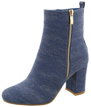 Top Moda Women's Exposed Zipper Block Heel Round Toe Ankle Bootie
