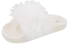 Top Moda Women's Marabou Flip Flop Slip On Slide Slipper Sandal