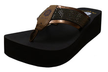 Yellow Box Women's Edeva Metallic Glitter Platform Wedge Flip Flop Sandal