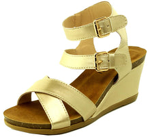 Refresh Footwear Women's Double Buckle Strappy Crisscross Wedge Sandal