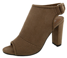 Top Moda Women's Perforated Cutout Laser Chunky Stacked Heel Ankle Bootie