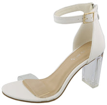 Top Moda Women's Clear Ankle Strappy Chunky Lucite High Heel Back Zip Sandal