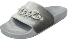 Betani Women's Chain Link Velvet Slip On Slide Sandal