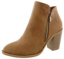 Top Moda Women's Closed Round Toe Zipper Chunky Stacked Block Heel Ankle Bootie