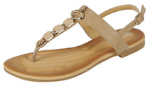 Forever Link Women's Embellished Beaded Metallic Chain Dress Thong Sandal