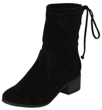 Breckelle's Women's Closed Toe Back Tie Drawstring Mid-Calf Block Heel Boot