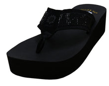 Yellow Box Women's Edeva Metallic Glitter Platform Wedge Flip Flop Sandal