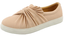 Top Moda Women's Slip On Ruched Knot Flatform Fashion Sneaker