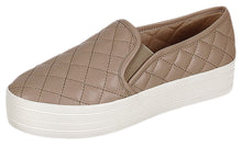 Breckelles Women's Cyber-04 Quilted Leather Platform Slip-on Sneaker