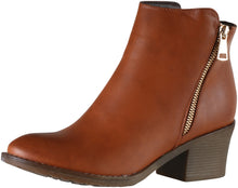 Reneeze Women's Pama-02 Two-tone Metallic Zipper Chunky Heel Ankle Boot