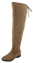 Top Moda Women's Over the Knee Drawstring Stretch Flat Block Heel Boot