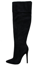 Glaze Women's Closed Pointed Toe Folded Cuff Stiletto Heel Over the Knee Boot