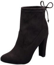Breckelle's Women's Stretchy Pull On Chunky Heel Bootie