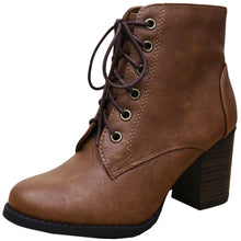 Cambridge Select Women's Zipper Lace Up Chunky Heel Ankle Bootie