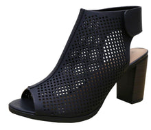 Cambridge Select Women's Laser Cut Slingback Stacked Heel Pump Bootie