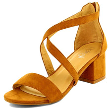 Refresh Footwear Women's Strappy Crisscross Front Zip Back Block Heel Sandal
