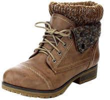 REFRESH WYNNE-01 Women's combat style lace up ankle bootie