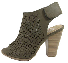 Delicious Women's Cutout Peep Toe Velcro Closure Stacked Chunky Heel Bootie