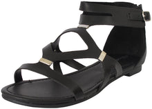 Breckelles Women's Ruby-61 Strappy Synthetic Flats Gladiator Back Zipper Sandals