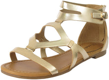 Breckelles Women's Ruby-61 Strappy Synthetic Flats Gladiator Back Zipper Sandals