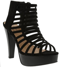 Top Moda EH44 Women's Strappy Caged Gladiator Zipper Block Ankle Booties Heels