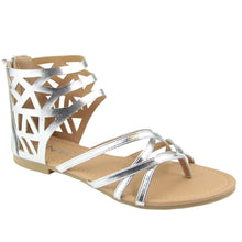 ANNA IE18 Women's Cutout Strappy Back Zipper Thong Flat Sandal