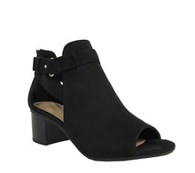 City Classified Women's Cutout Side Strap Mid Black Chunky Heel Fashion Ankle Bootie Boots