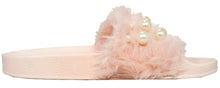 Betani Women's Embellished Faux Fur Pearl Slipper Slide Sandal