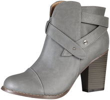 Chase & Chloe Women's Andrea-1 Chunky Heel Strappy Ankle Boot